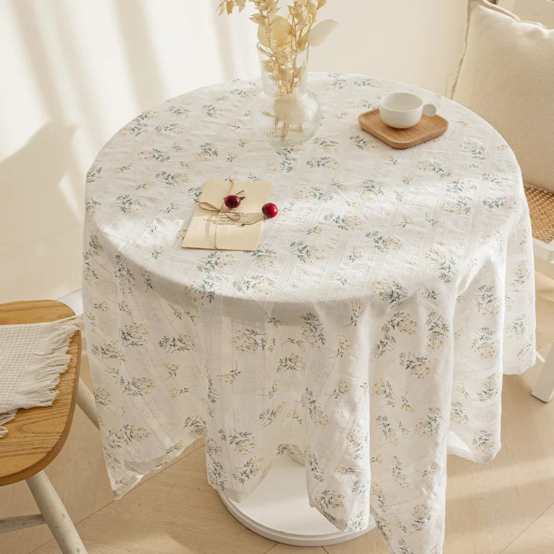 Korean Style Daisy Cotton Floral Lace Tablecloth,Tea Table Decoration,Rectangle Table Cover For Kitchen Wedding Dining Room