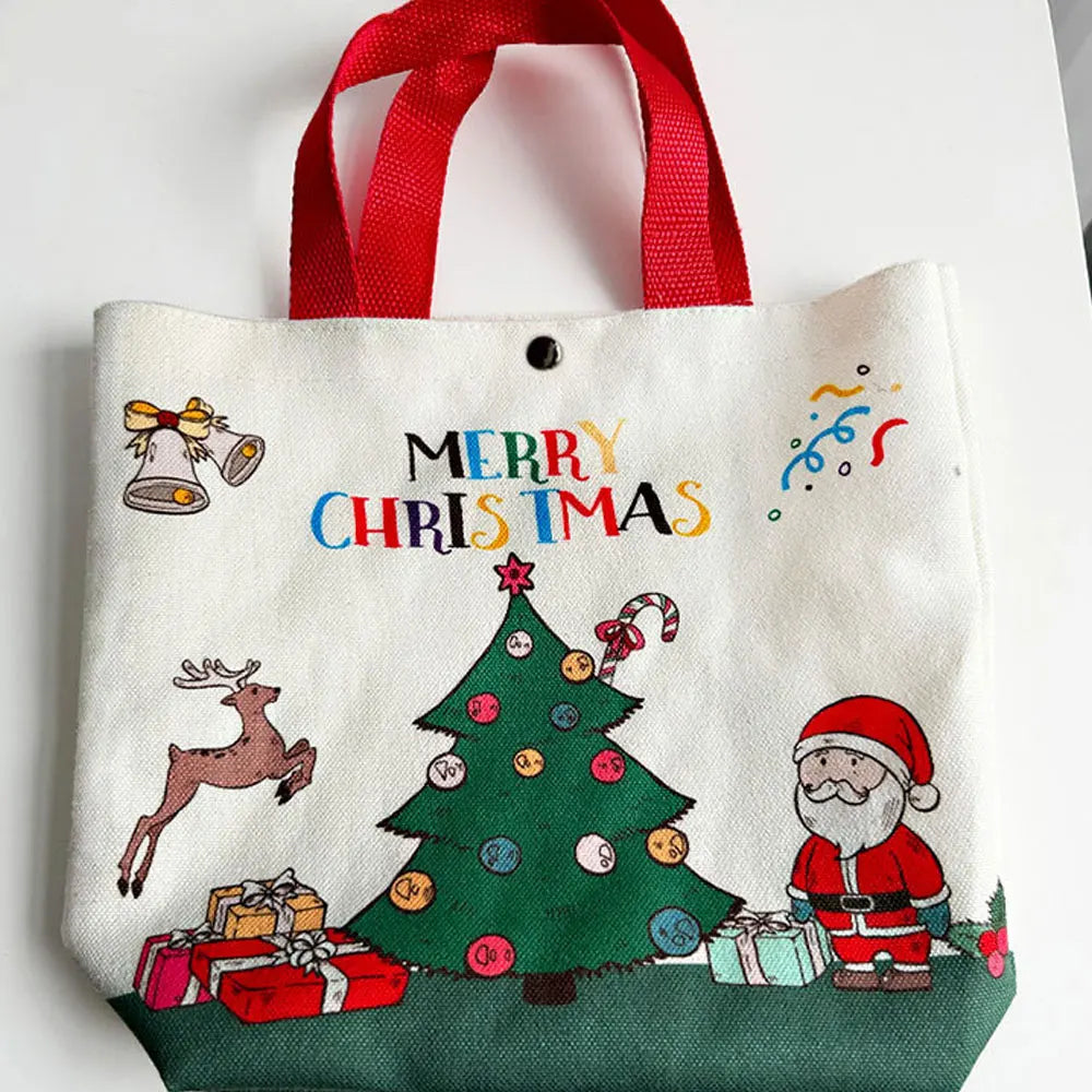 Christmas Gift Bag Cartoon Santa Claus Elk Xmas Tree Handheld Canvas Bag Merry Christmas Decor Natal Navidad Happy New Year 2026