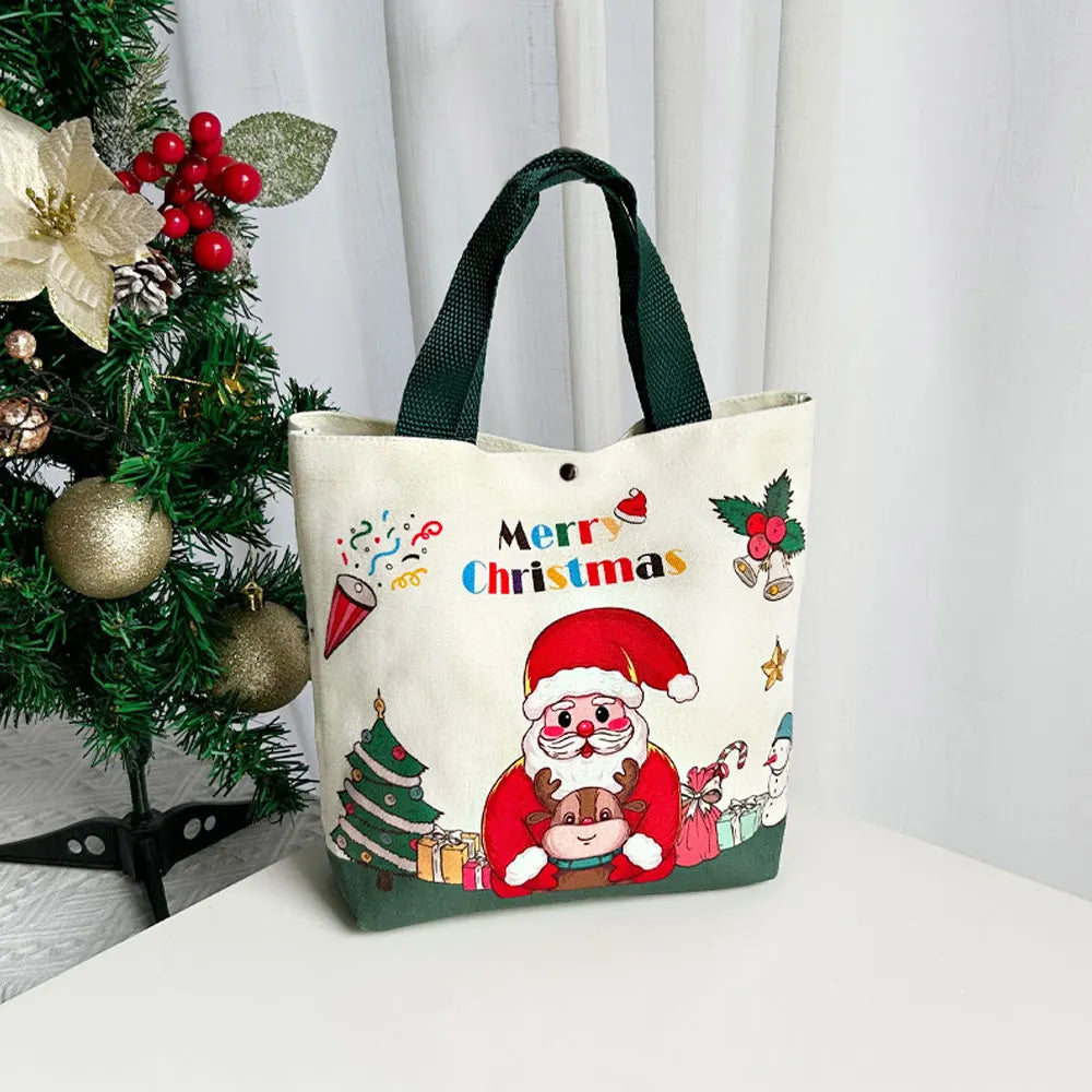 Christmas Gift Bag Cartoon Santa Claus Elk Xmas Tree Handheld Canvas Bag Merry Christmas Decor Natal Navidad Happy New Year 2026