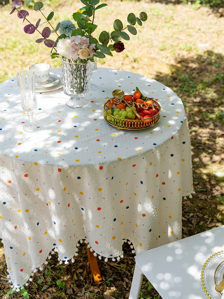 Korean Style Daisy Cotton Floral Lace Tablecloth,Tea Table Decoration,Rectangle Table Cover For Kitchen Wedding Dining Room