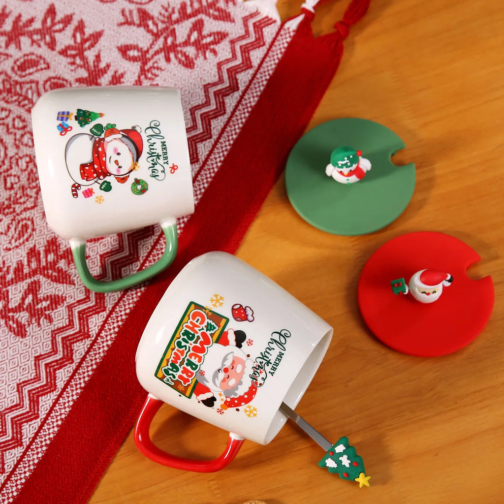 Thermostatic Cup Christmas Creative Cartoon Santa Claus Ceramic Cup Internet celebrity cute water cup souvenir