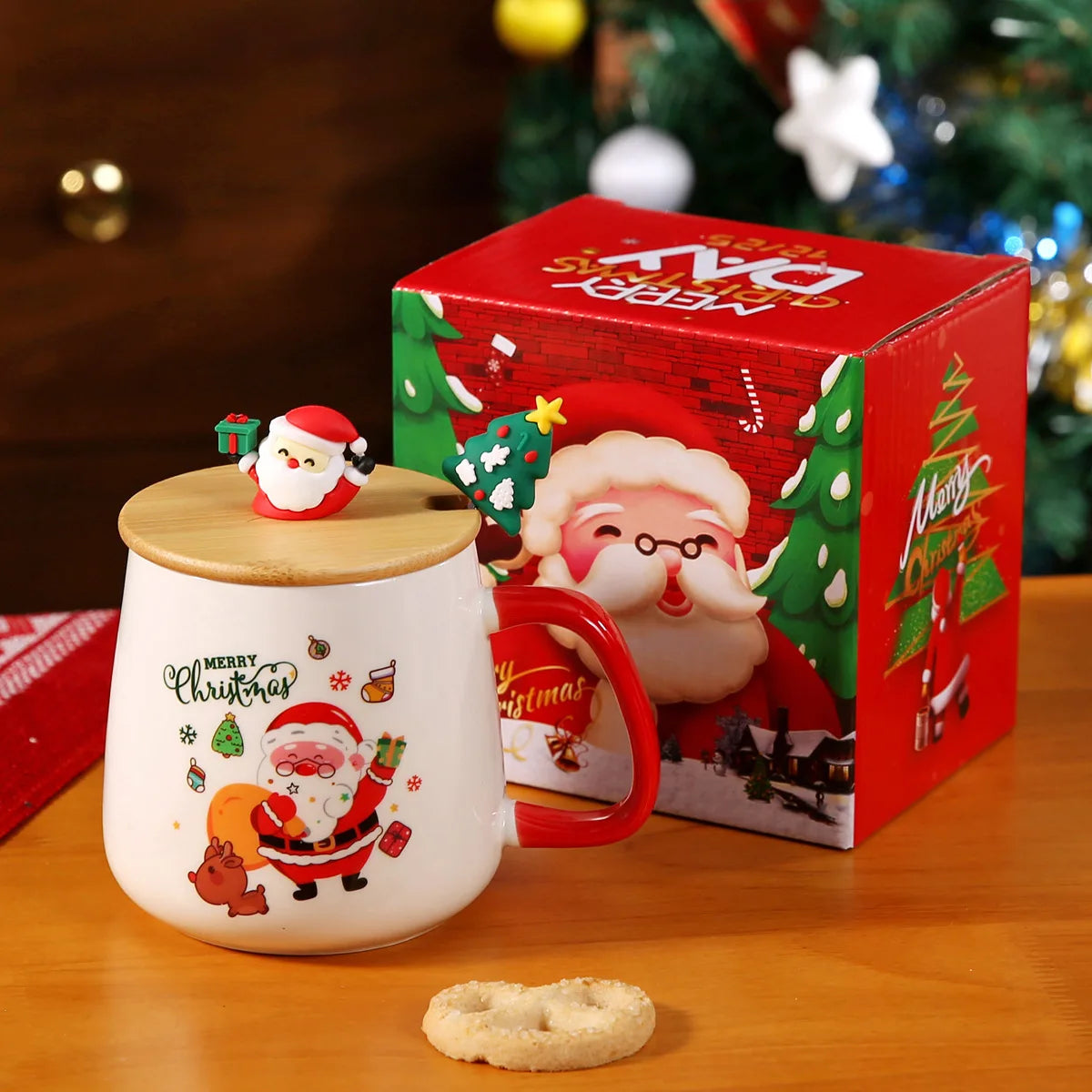 Thermostatic Cup Christmas Creative Cartoon Santa Claus Ceramic Cup Internet celebrity cute water cup souvenir
