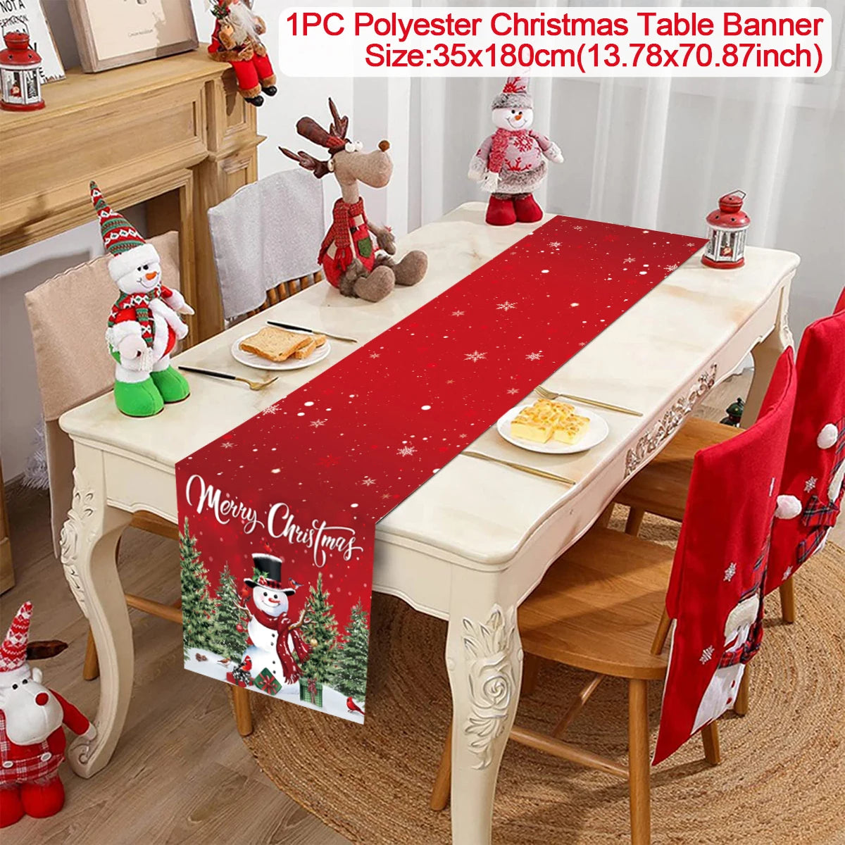 Christmas Table Runner Cloth Merry Christmas Decoration for Home 2025 Tablecloth Xmas Ornament Navidad Natal New Year Gift 2026