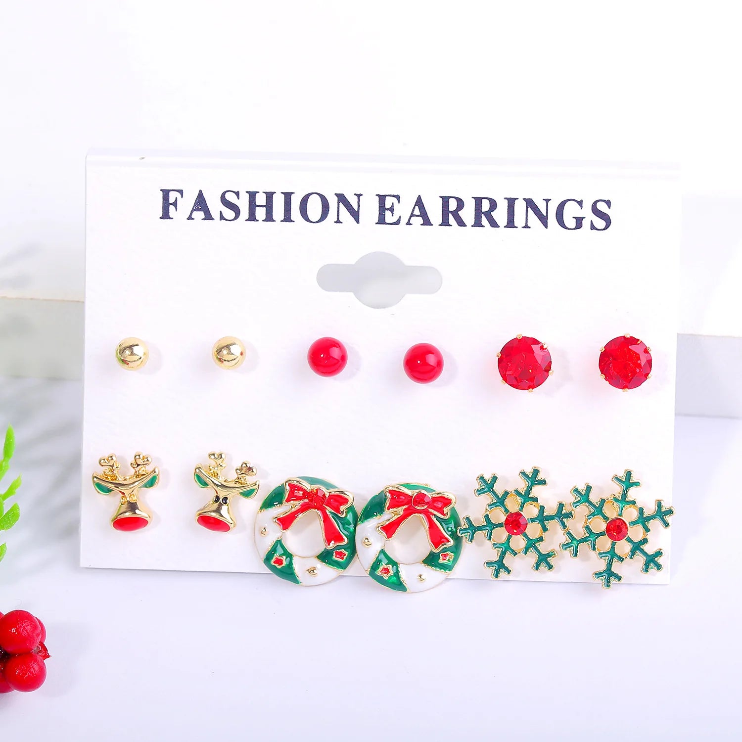 Christmas Holiday Drop Earrings Rhinestone Imitation Pearl Snowflake Xmas Tree Star Bell Dangle Party Jewelry Gift For Women Men