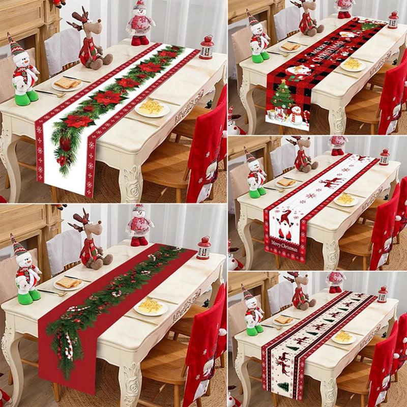 Christmas Table Runner Cloth Merry Christmas Decoration for Home 2025 Tablecloth Xmas Ornament Navidad Natal New Year Gift 2026