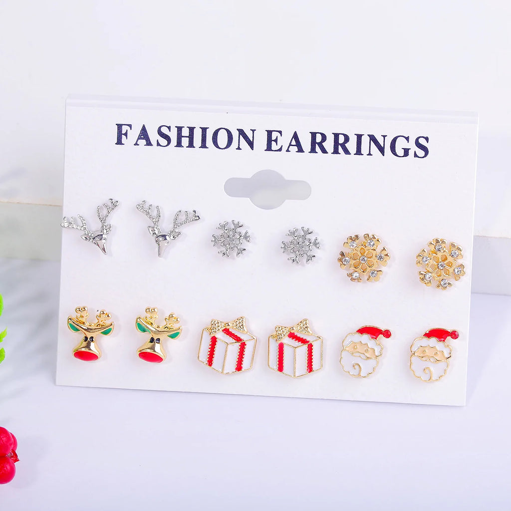 Christmas Holiday Drop Earrings Rhinestone Imitation Pearl Snowflake Xmas Tree Star Bell Dangle Party Jewelry Gift For Women Men