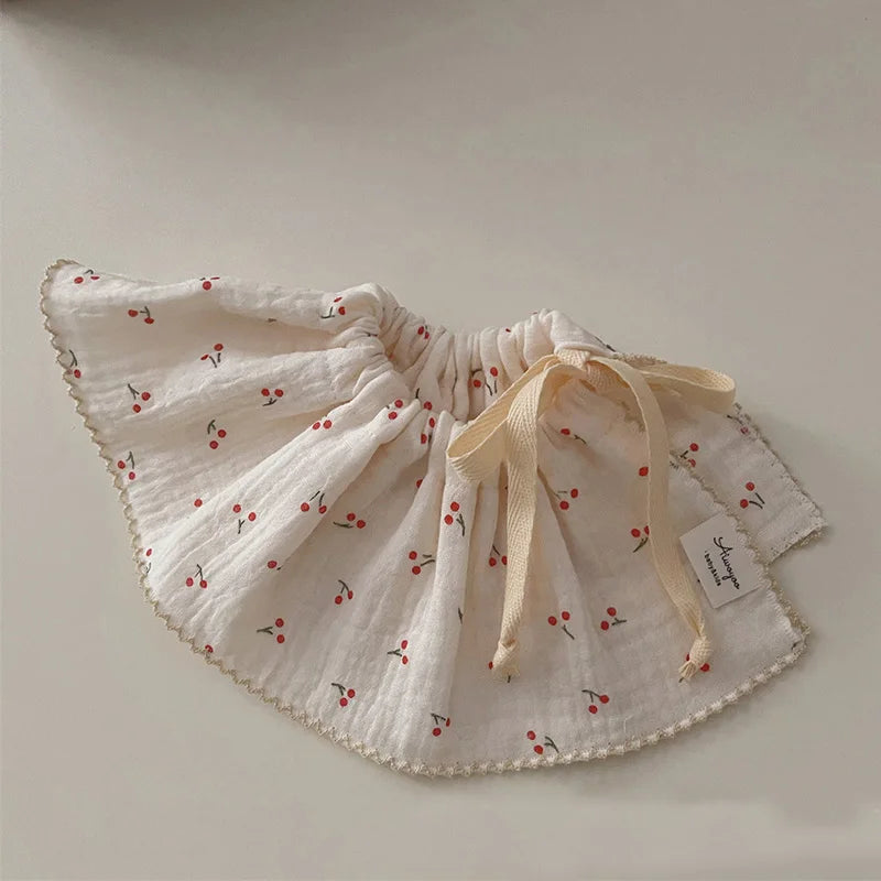 4Layers Cotton Gauze Baby Bibs Toddlers Newborns Printing Ruffle Feeding Burp Cloths Apron Baby Saliva Towel Drool Bib