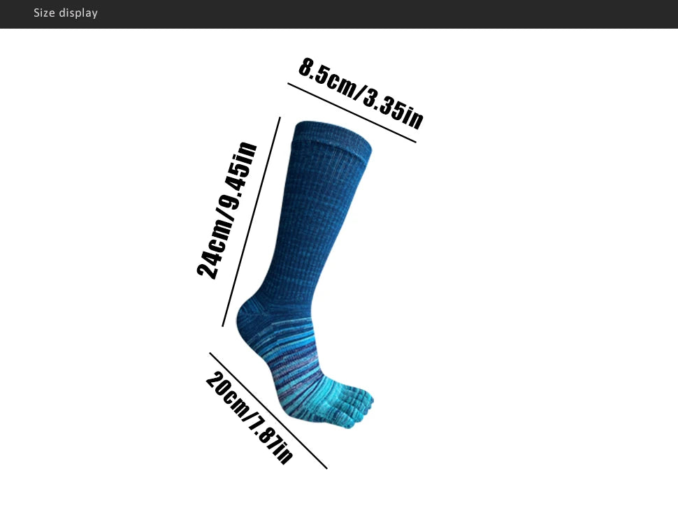 Man Toe Socks Long Plus Large Size Cotton Colorful Striped Compression Sport Fitness Happy Funny 5 Finger Calf Socks EU42-46