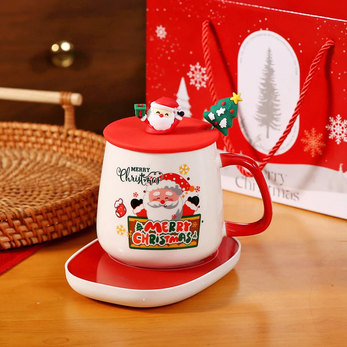 Thermostatic Cup Christmas Creative Cartoon Santa Claus Ceramic Cup Internet celebrity cute water cup souvenir