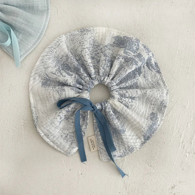 4Layers Cotton Gauze Baby Bibs Toddlers Newborns Printing Ruffle Feeding Burp Cloths Apron Baby Saliva Towel Drool Bib