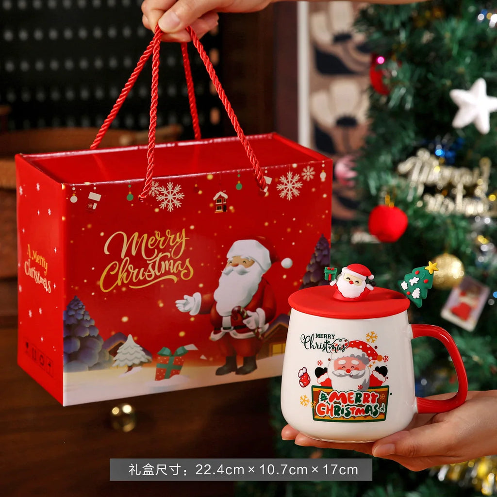 Thermostatic Cup Christmas Creative Cartoon Santa Claus Ceramic Cup Internet celebrity cute water cup souvenir