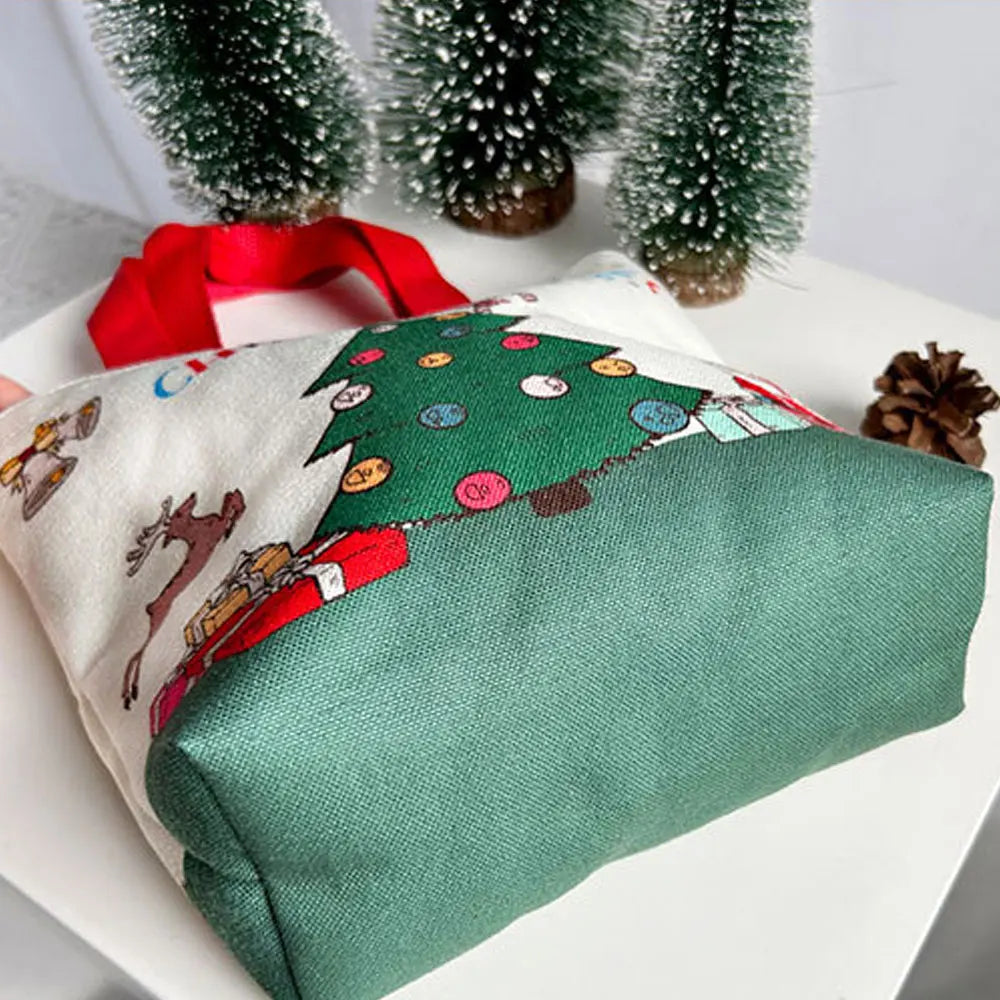 Christmas Gift Bag Cartoon Santa Claus Elk Xmas Tree Handheld Canvas Bag Merry Christmas Decor Natal Navidad Happy New Year 2026