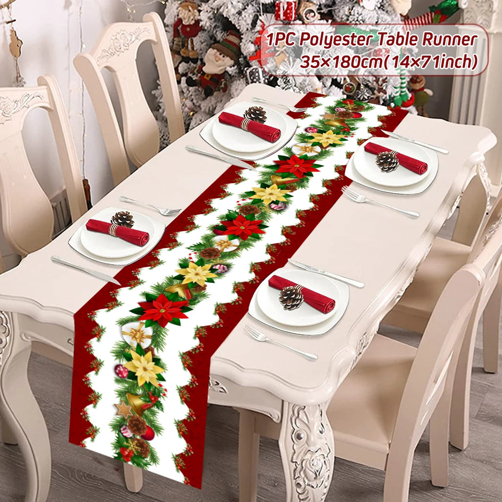 Christmas Table Runner Cloth Merry Christmas Decoration for Home 2025 Tablecloth Xmas Ornament Navidad Natal New Year Gift 2026