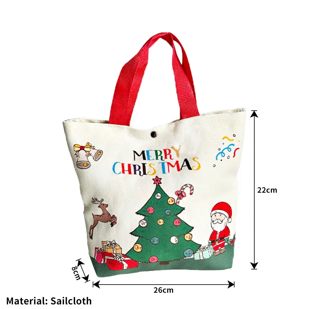 Christmas Gift Bag Cartoon Santa Claus Elk Xmas Tree Handheld Canvas Bag Merry Christmas Decor Natal Navidad Happy New Year 2026