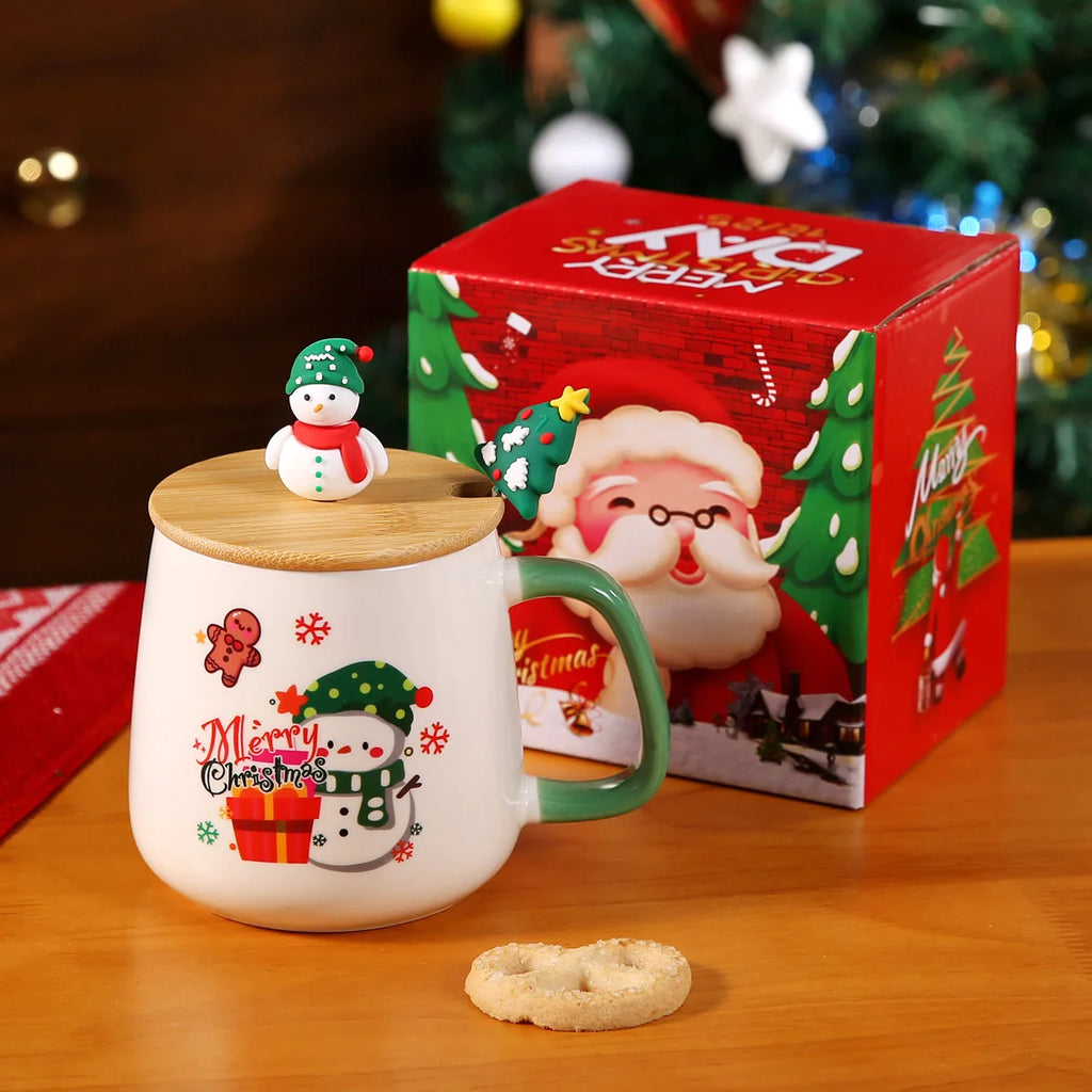 Thermostatic Cup Christmas Creative Cartoon Santa Claus Ceramic Cup Internet celebrity cute water cup souvenir