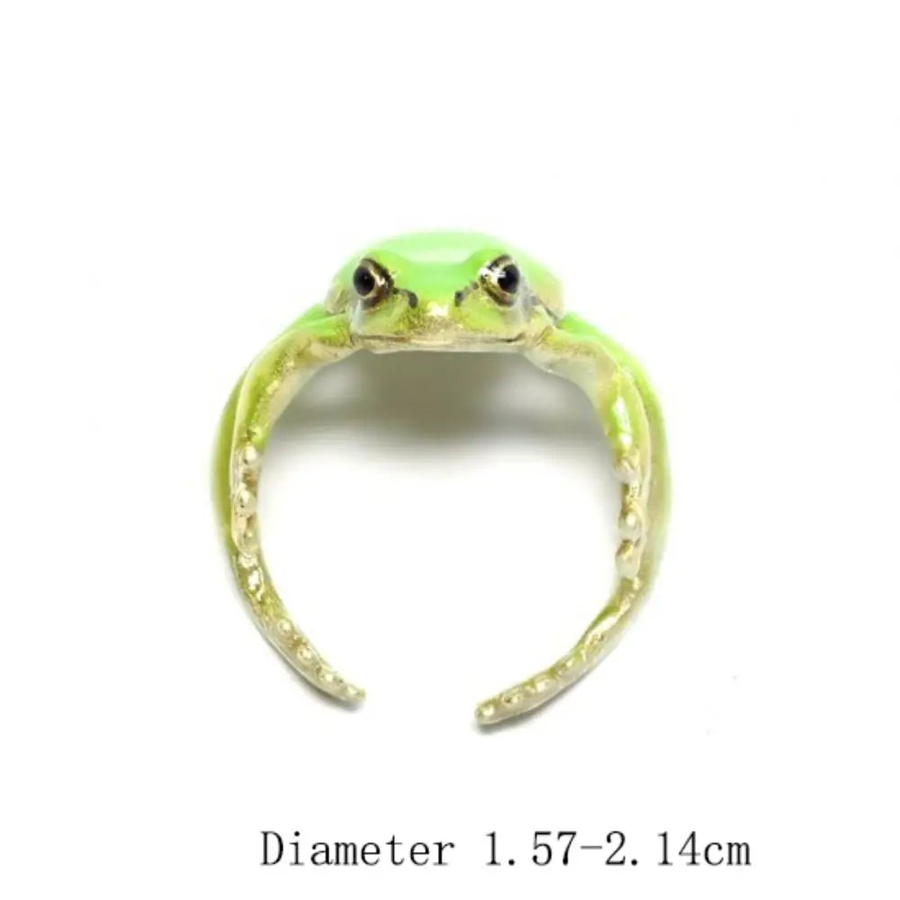 Fashion Green Frog Open Rings For Women Men Metal Cute Animal Adjustable Finger Ring Jewelry Birthday Party Gifts For Women