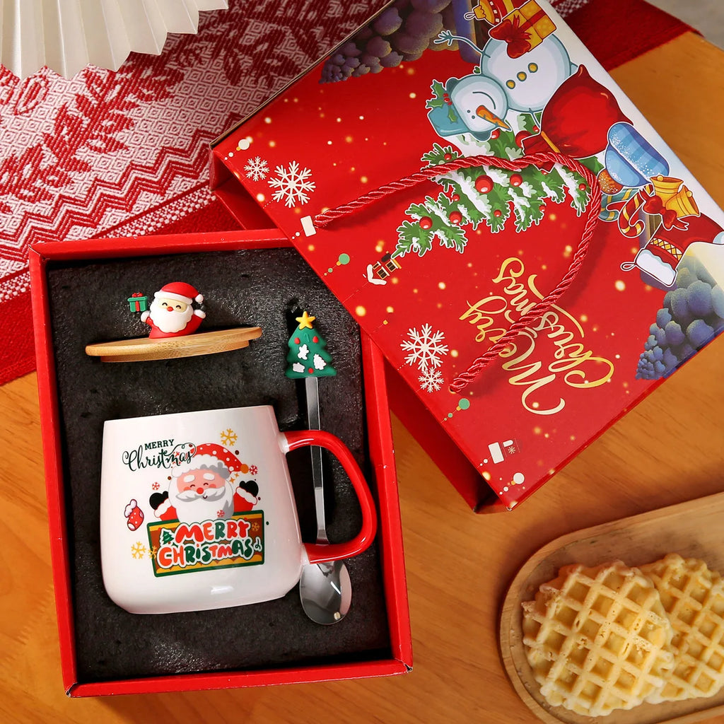 Thermostatic Cup Christmas Creative Cartoon Santa Claus Ceramic Cup Internet celebrity cute water cup souvenir