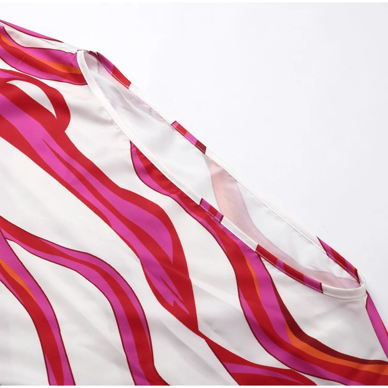 Women Satin Print Pajamas Suit Fashion Hollow Off Shoulder Tops with Long Pants 2 Piece Sets Homewear Commuting Outfits