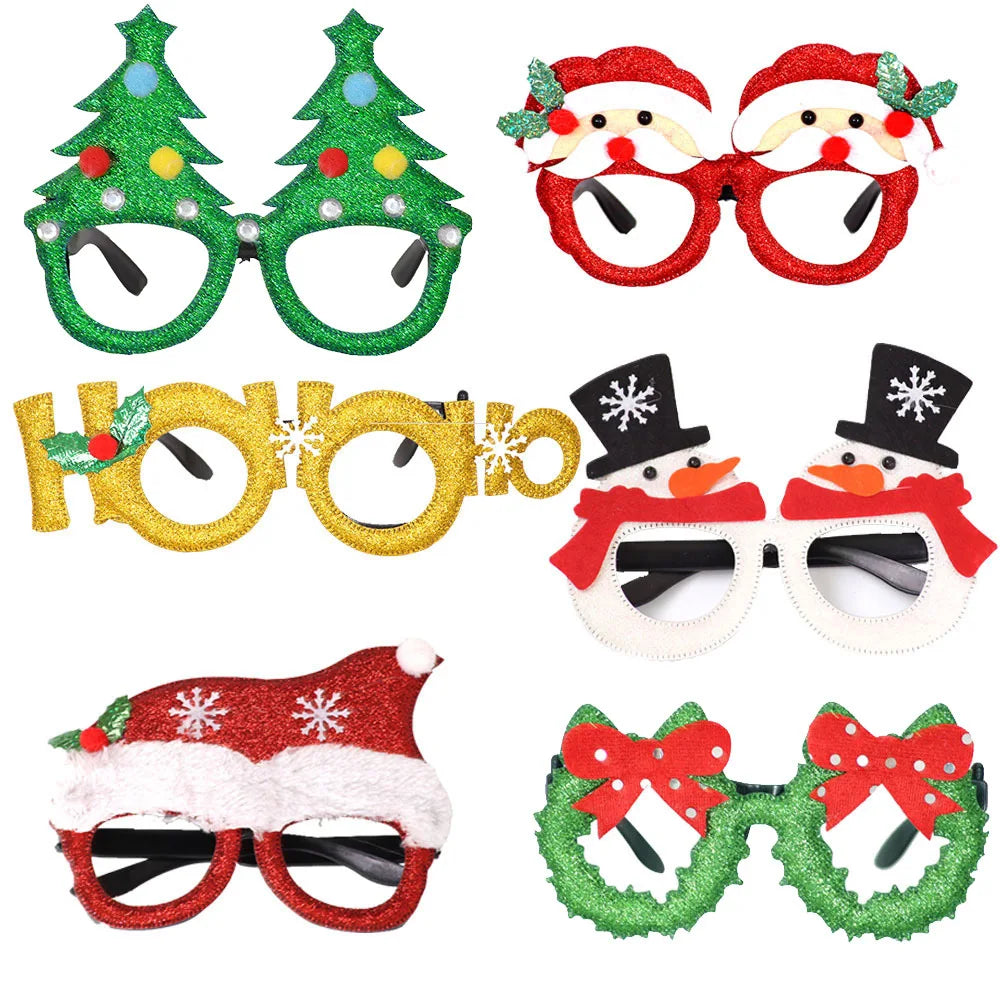 Christmas Decorations,Christmas Glasses for Children,Christmas Ornaments,Santa Claus,Snowman Antlers Glasses Frames