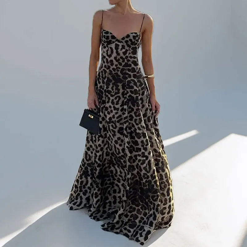 Leopard Print Camisole Dress New Spring Women's Clothing Style Elegant Fashionable Sexy Camisole Long Dress For Women