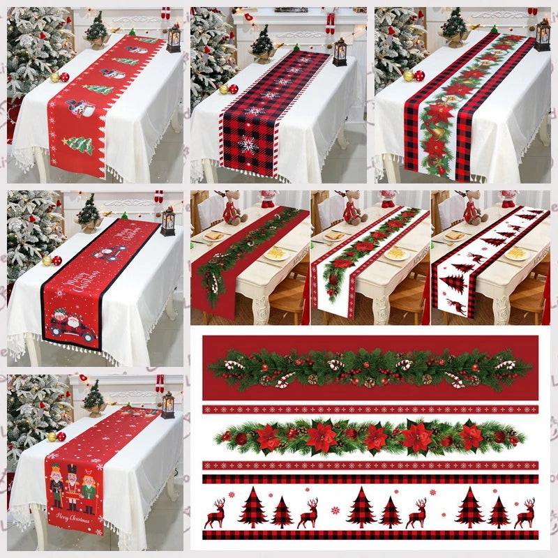 Christmas Table Runner Cloth Merry Christmas Decoration for Home 2025 Tablecloth Xmas Ornament Navidad Natal New Year Gift 2026
