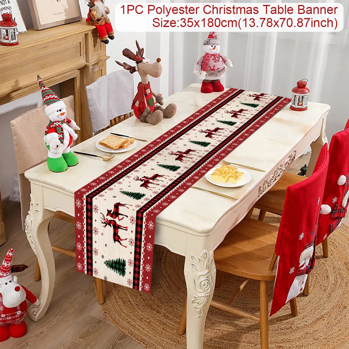 Christmas Table Runner Cloth Merry Christmas Decoration for Home 2025 Tablecloth Xmas Ornament Navidad Natal New Year Gift 2026
