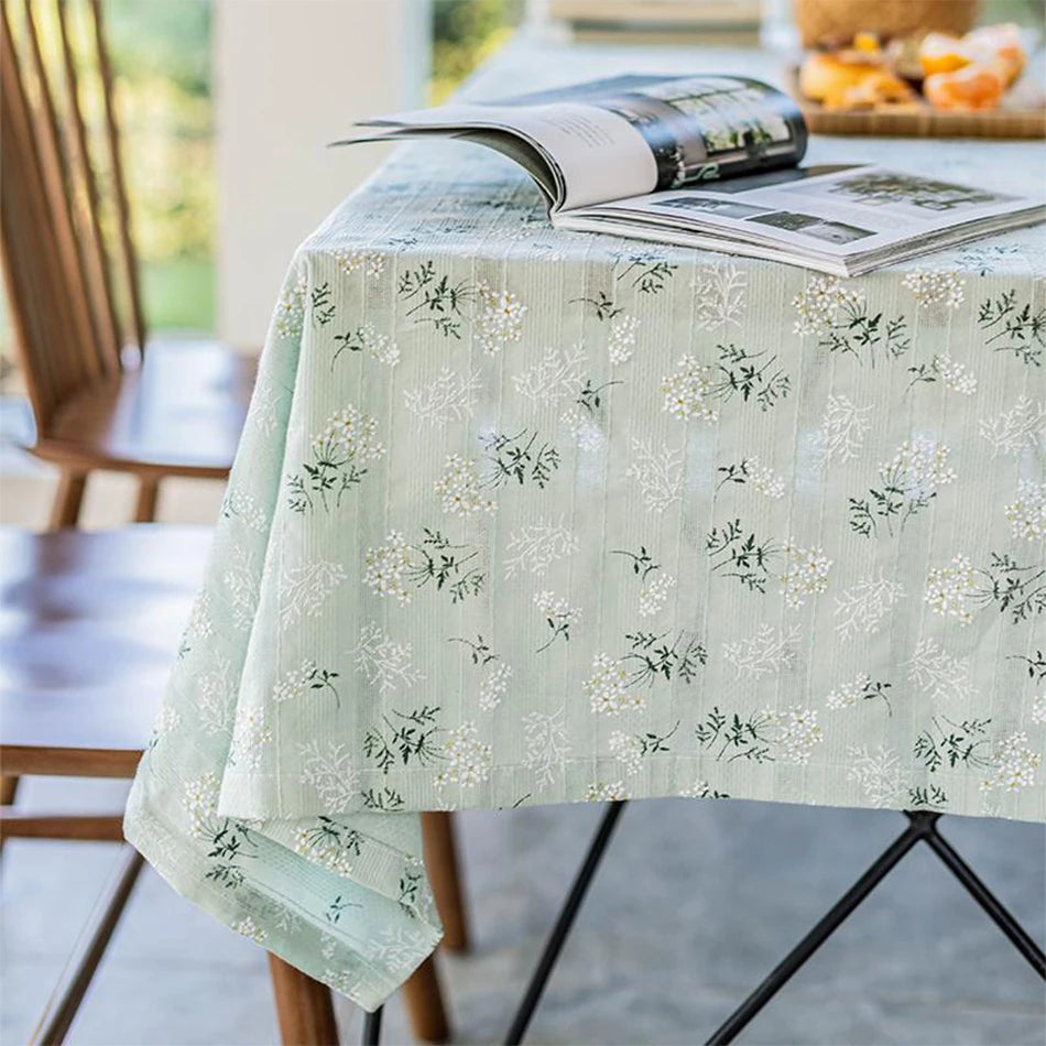 Korean Style Daisy Cotton Floral Lace Tablecloth,Tea Table Decoration,Rectangle Table Cover For Kitchen Wedding Dining Room