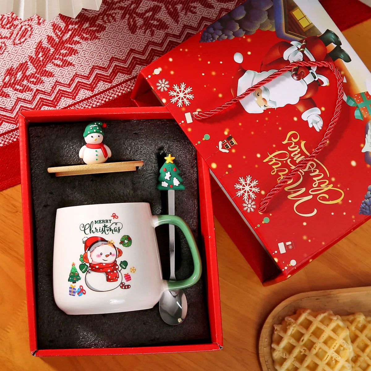 Thermostatic Cup Christmas Creative Cartoon Santa Claus Ceramic Cup Internet celebrity cute water cup souvenir