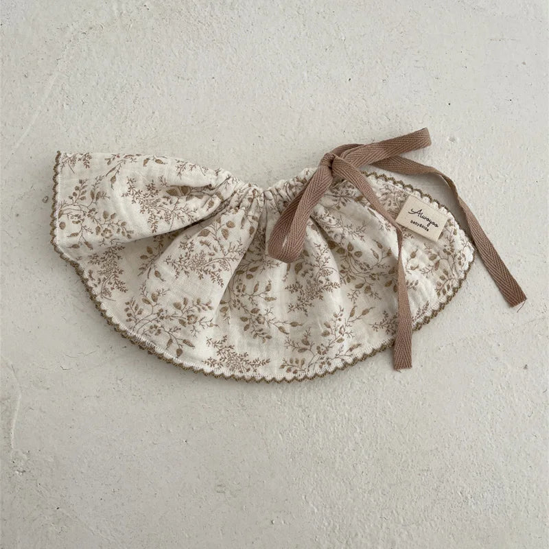 4Layers Cotton Gauze Baby Bibs Toddlers Newborns Printing Ruffle Feeding Burp Cloths Apron Baby Saliva Towel Drool Bib