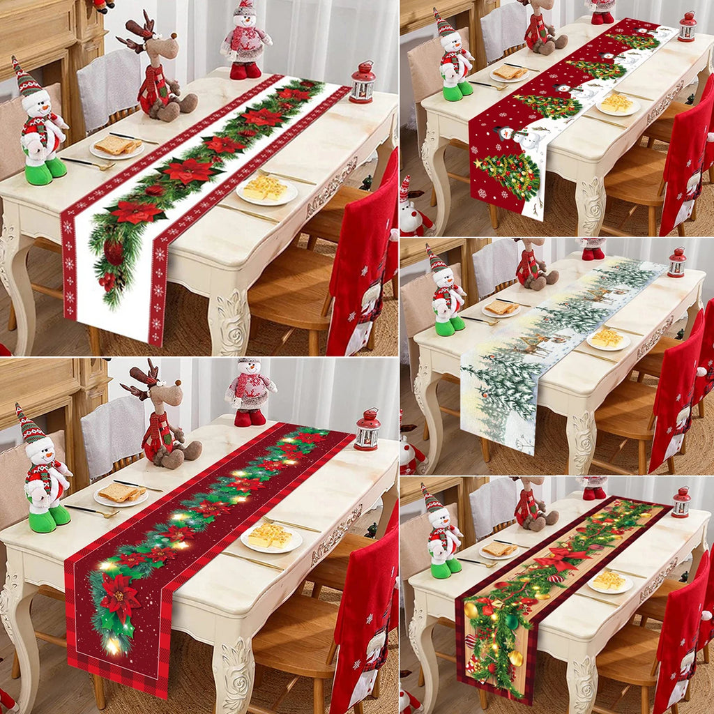 Christmas Table Runner Cloth Merry Christmas Decoration for Home 2025 Tablecloth Xmas Ornament Navidad Natal New Year Gift 2026