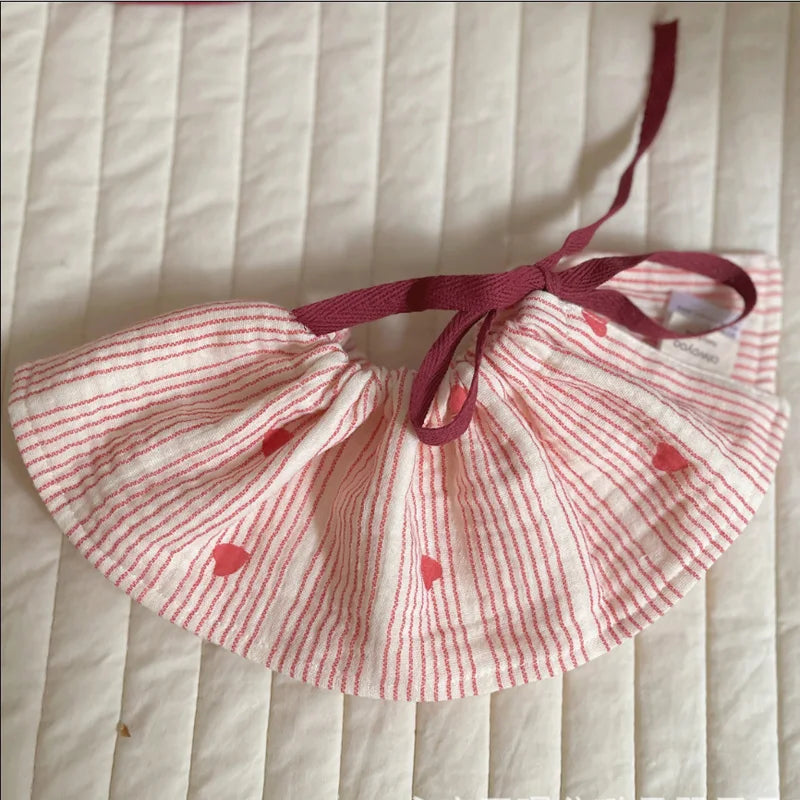 4Layers Cotton Gauze Baby Bibs Toddlers Newborns Printing Ruffle Feeding Burp Cloths Apron Baby Saliva Towel Drool Bib