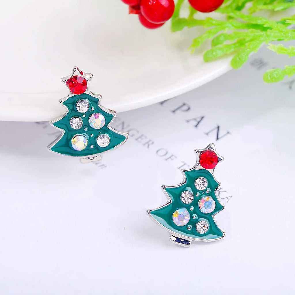 Christmas Holiday Drop Earrings Rhinestone Imitation Pearl Snowflake Xmas Tree Star Bell Dangle Party Jewelry Gift For Women Men