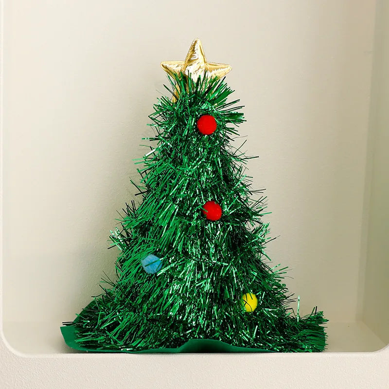 Christmas Hats Decorations Small Christmas Trees Shooting Setting Up Props Children's Adults' Headwear Hair Bands Accessories