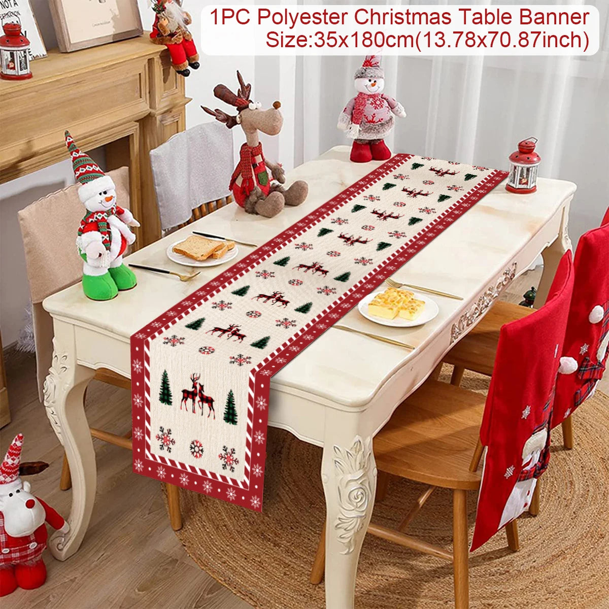 Christmas Table Runner Cloth Merry Christmas Decoration for Home 2025 Tablecloth Xmas Ornament Navidad Natal New Year Gift 2026