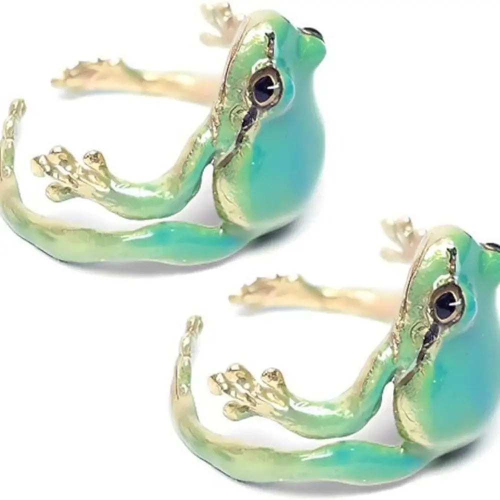Fashion Green Frog Open Rings For Women Men Metal Cute Animal Adjustable Finger Ring Jewelry Birthday Party Gifts For Women