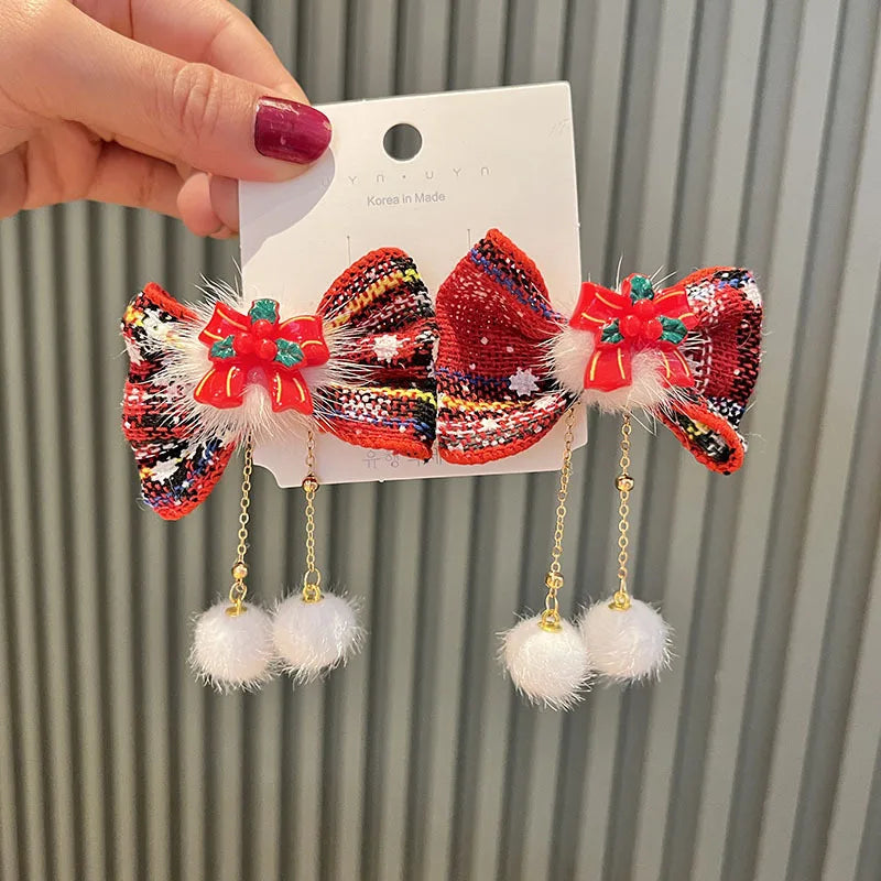 Christmas hat hair clip snowman hair clip cute reindeer snowflake hair accessory