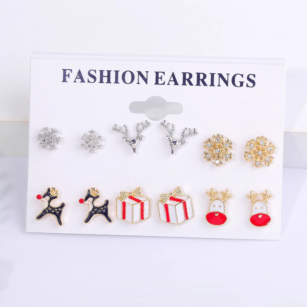 Christmas Holiday Drop Earrings Rhinestone Imitation Pearl Snowflake Xmas Tree Star Bell Dangle Party Jewelry Gift For Women Men