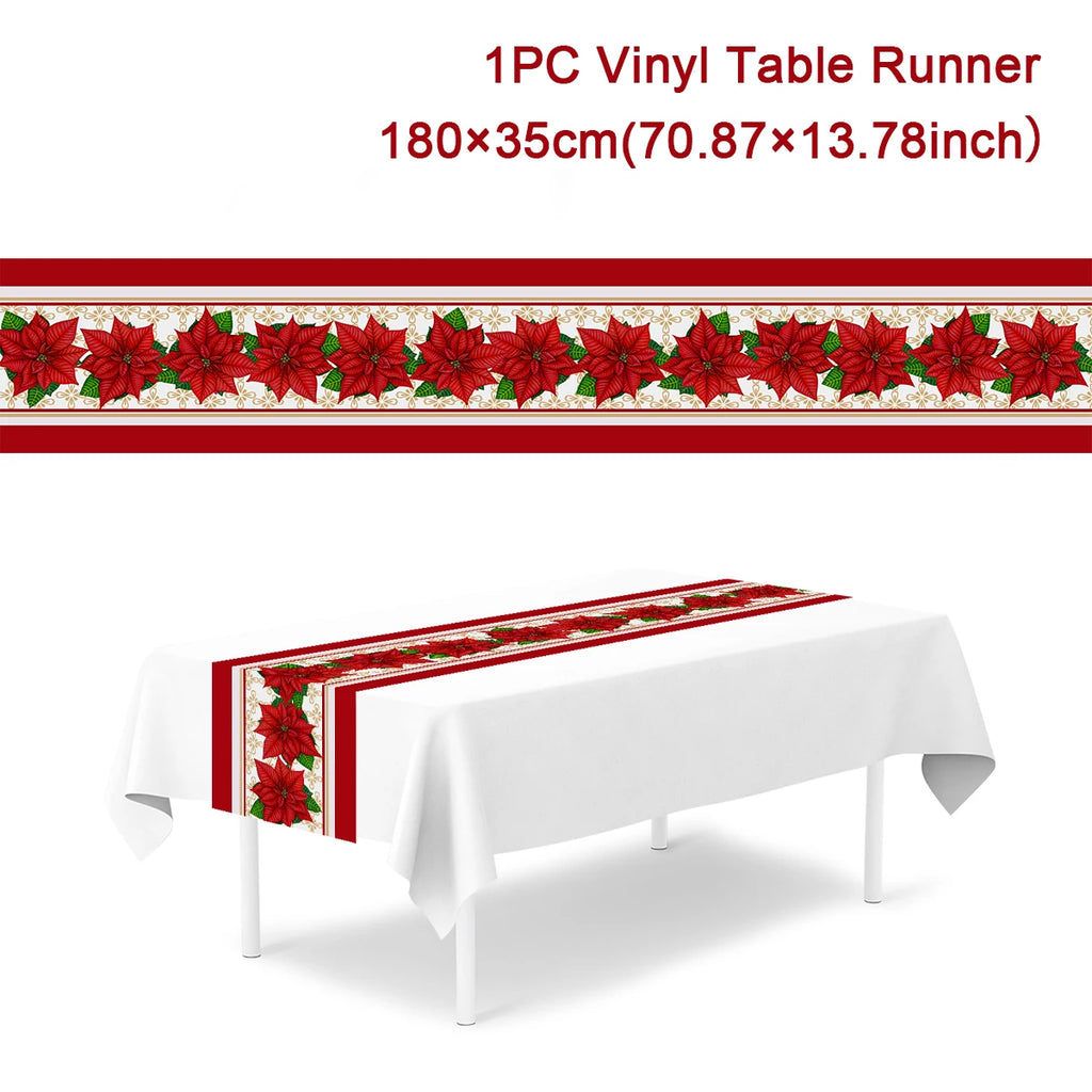 Christmas Table Runner Cloth Merry Christmas Decoration for Home 2025 Tablecloth Xmas Ornament Navidad Natal New Year Gift 2026