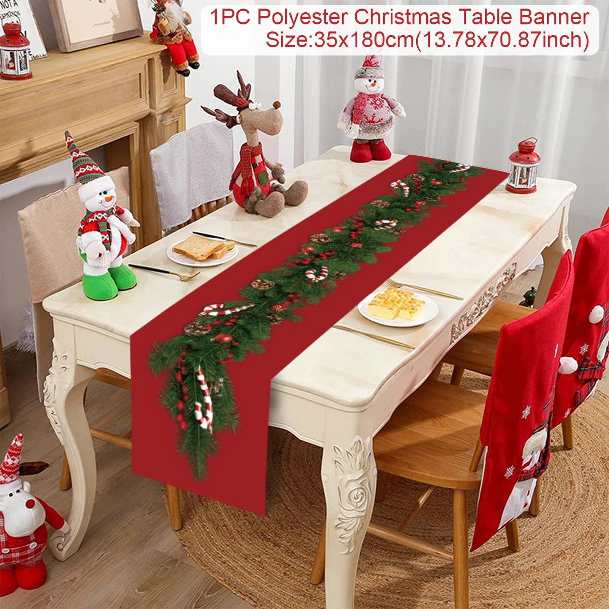 Christmas Table Runner Cloth Merry Christmas Decoration for Home 2025 Tablecloth Xmas Ornament Navidad Natal New Year Gift 2026