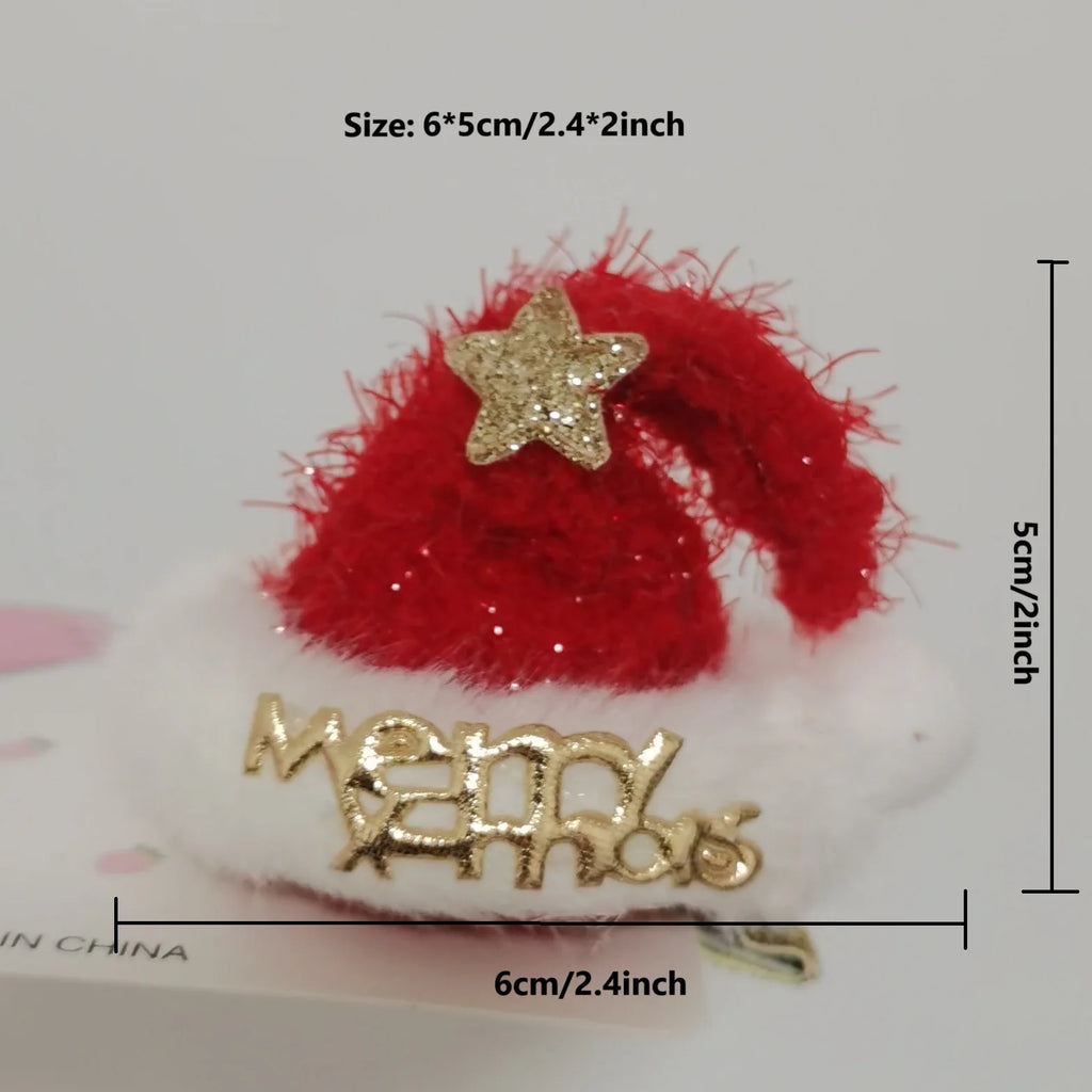 Christmas hat hair clip snowman hair clip cute reindeer snowflake hair accessory