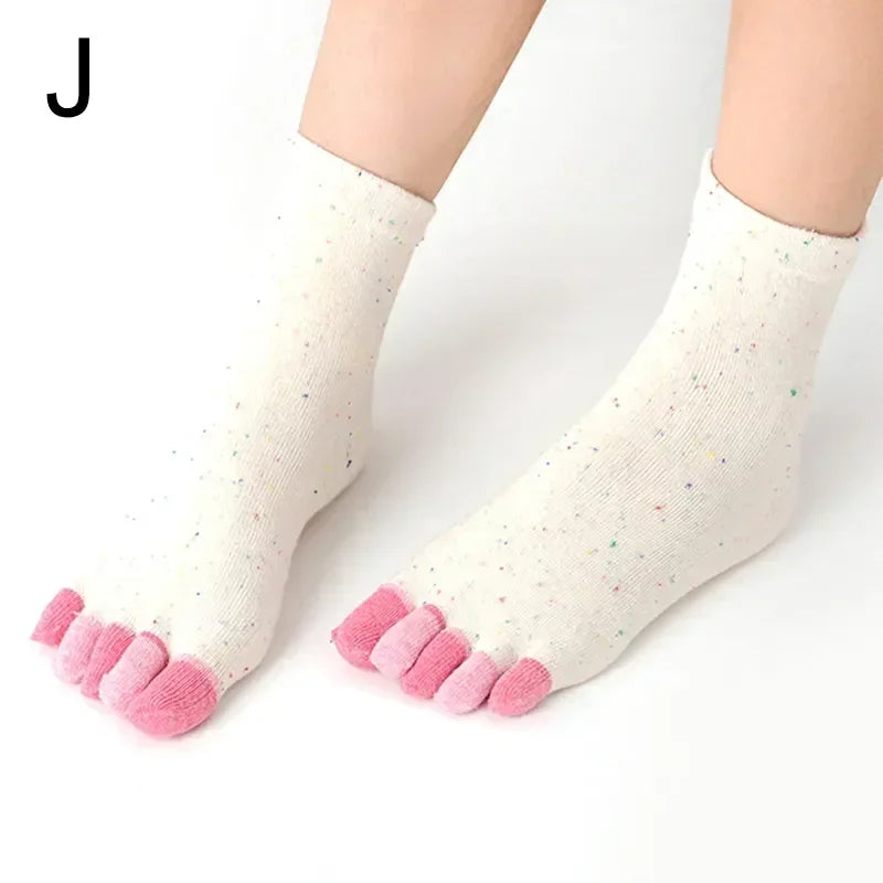 12 Candy Colors Five Finger Socks Casual Cute Individual Breathable Women Toe Socking Party Birthday Gift One-Size Women Socks