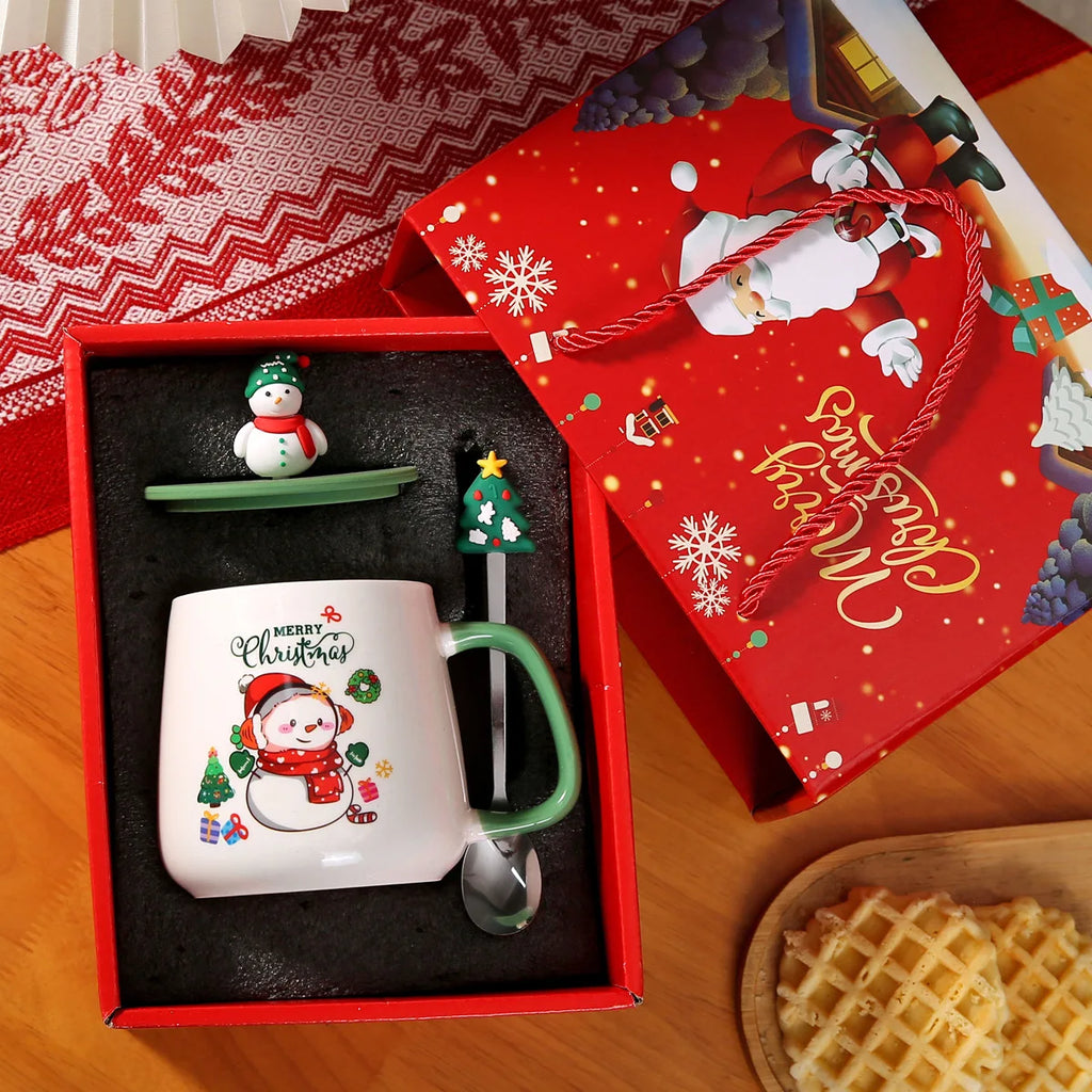 Thermostatic Cup Christmas Creative Cartoon Santa Claus Ceramic Cup Internet celebrity cute water cup souvenir