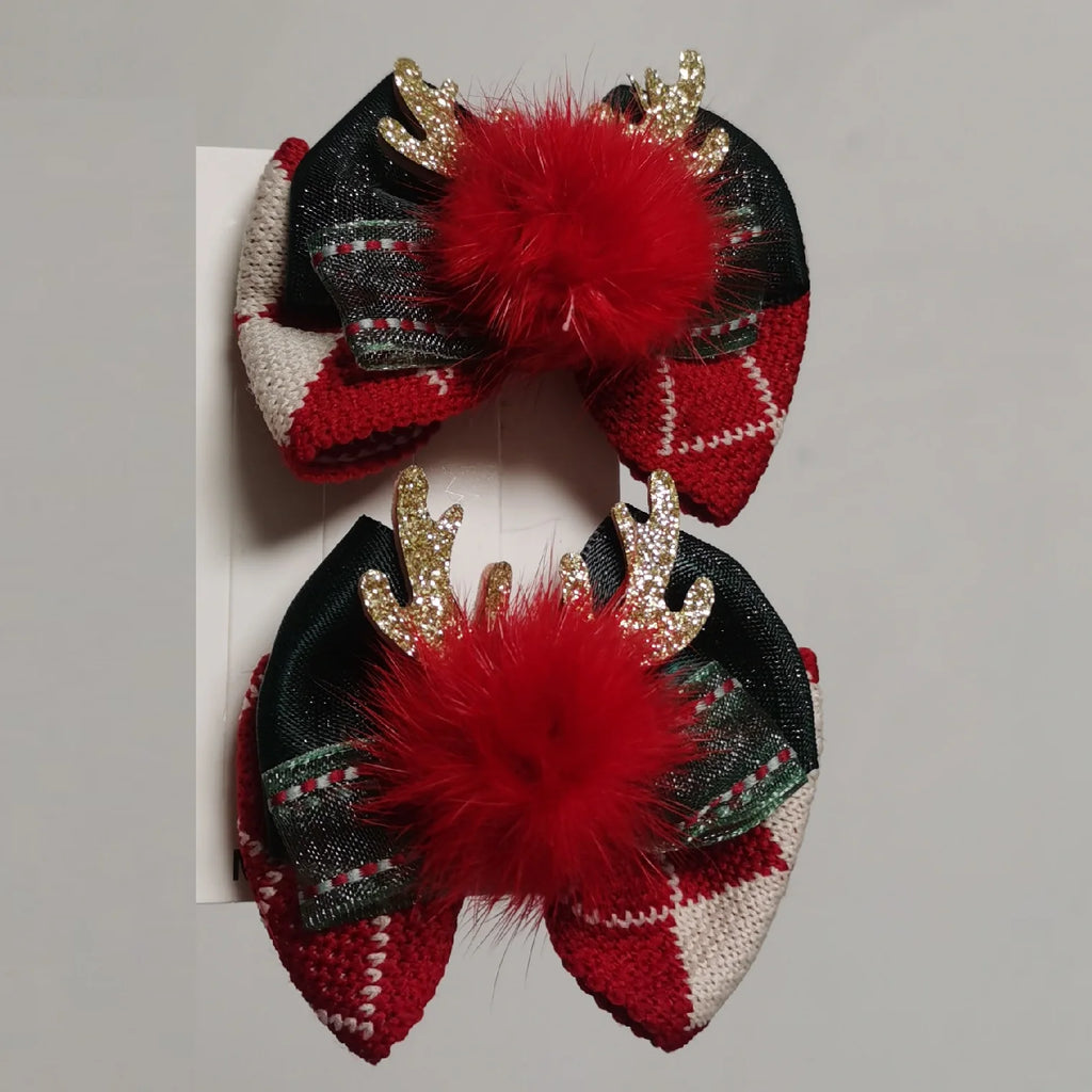 Christmas hat hair clip snowman hair clip cute reindeer snowflake hair accessory