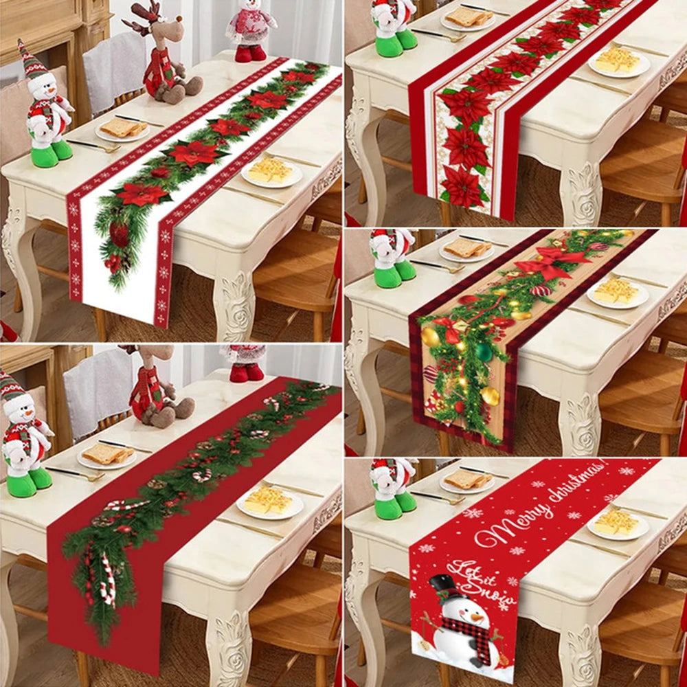 Christmas Table Runner Cloth Merry Christmas Decoration for Home 2025 Tablecloth Xmas Ornament Navidad Natal New Year Gift 2026
