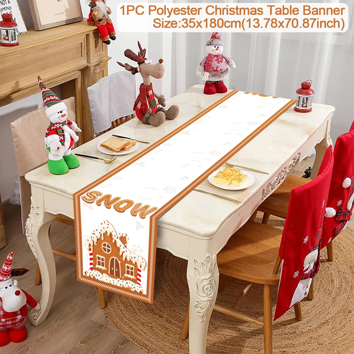 Christmas Table Runner Cloth Merry Christmas Decoration for Home 2025 Tablecloth Xmas Ornament Navidad Natal New Year Gift 2026