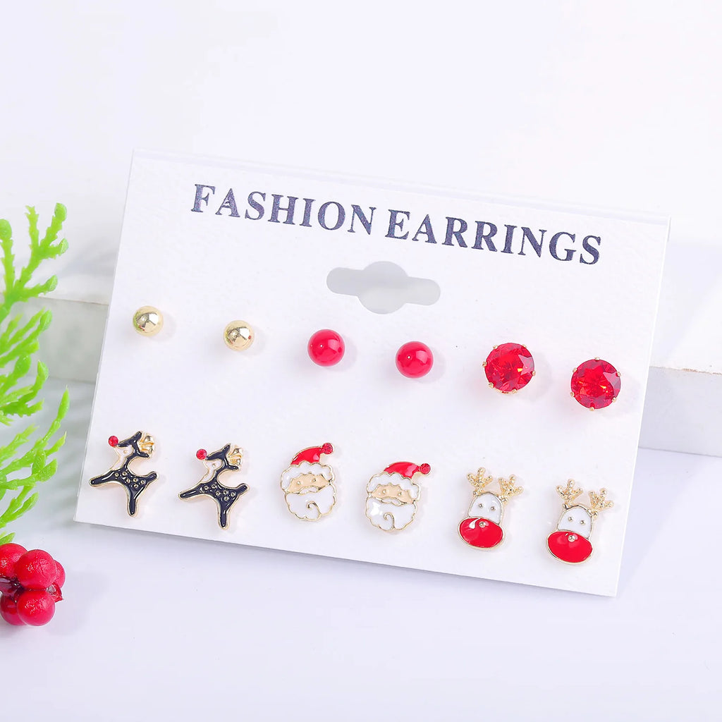 Christmas Holiday Drop Earrings Rhinestone Imitation Pearl Snowflake Xmas Tree Star Bell Dangle Party Jewelry Gift For Women Men