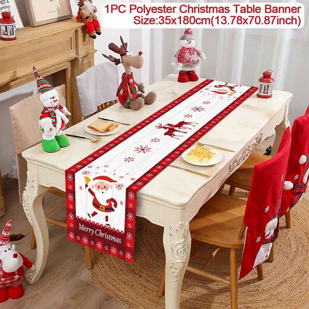 Christmas Table Runner Cloth Merry Christmas Decoration for Home 2025 Tablecloth Xmas Ornament Navidad Natal New Year Gift 2026