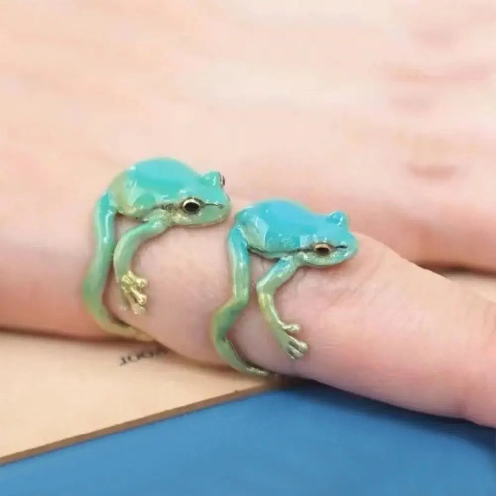 Fashion Green Frog Open Rings For Women Men Metal Cute Animal Adjustable Finger Ring Jewelry Birthday Party Gifts For Women