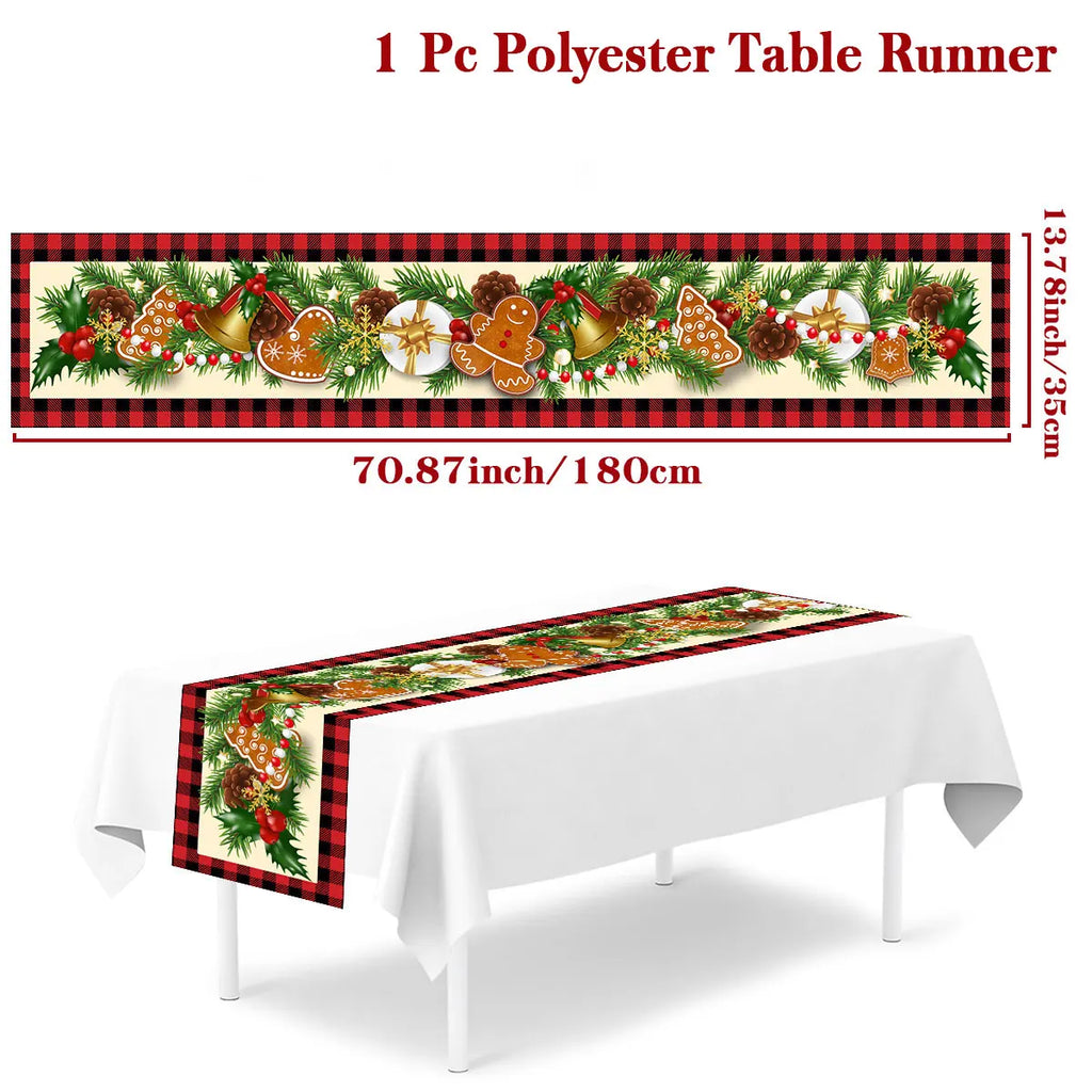 Christmas Table Runner Cloth Merry Christmas Decoration for Home 2025 Tablecloth Xmas Ornament Navidad Natal New Year Gift 2026