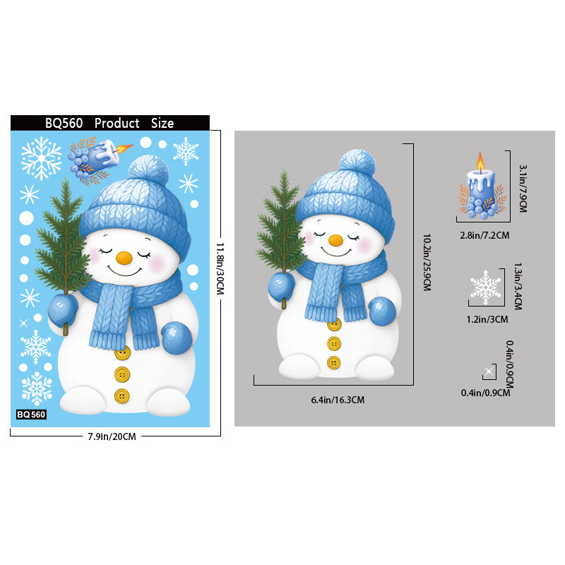Reusable & Removable Christmas Window Decorations | Snowman Stickers | Double Sided Xmas Scene Window Clings for Glass Window Decals